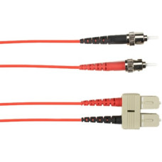 Black Box Fiber Optic Duplex Patch Network Cable - 13.12 ft Fiber Optic Network Cable for Network Device - First End: 2 x ST Male Network - Second End: 2 x SC Male Network - 128 MB/s - Patch Cable - 50/125 &micro;m - Red - TAA Compliant FOLZH50-004M-S