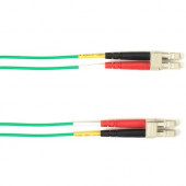 Black Box Fiber Optic Duplex Patch Network Cable - 3.20 ft Fiber Optic Network Cable for Network Device - First End: 2 x LC Male Network - Second End: 2 x LC Male Network - 10 Gbit/s - Patch Cable - LSZH - 50/125 &micro;m - Green - TAA Compliant FOLZH