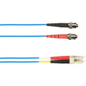 Black Box Fiber Optic Duplex Patch Network Cable - 6.50 ft Fiber Optic Network Cable for Network Device - First End: 2 x ST Male Network - Second End: 2 x LC Male Network - 10 Gbit/s - Patch Cable - OFNR - 50/125 &micro;m - Blue - TAA Compliant FOCMR1