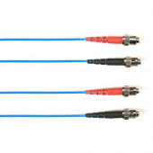 Black Box Fiber Optic Duplex Patch Network Cable - 32.80 ft Fiber Optic Network Cable for Network Device - First End: 2 x ST Male Network - Second End: 2 x ST Male Network - 10 Gbit/s - Patch Cable - OFNR - 50/125 &micro;m - Blue - TAA Compliant FOCMR