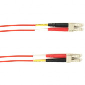 Black Box Fiber Optic Duplex Patch Network Cable - 49.20 ft Fiber Optic Network Cable for Network Device - First End: 2 x LC Male Network - Second End: 2 x LC Male Network - 10 Gbit/s - Patch Cable - OFNP - 50/125 &micro;m - Red - TAA Compliant FOCMPM