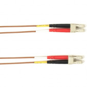 Black Box Fiber Optic Duplex Patch Network Cable - 49.20 ft Fiber Optic Network Cable for Network Device - First End: 2 x LC Male Network - Second End: 2 x LC Male Network - 10 Gbit/s - Patch Cable - OFNR - 50/125 &micro;m - Brown - TAA Compliant FOCM