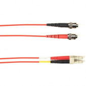 Black Box Fiber Optic Duplex Patch Network Cable - 9.80 ft Fiber Optic Network Cable for Network Device - First End: 2 x ST Male Network - Second End: 2 x LC Male Network - 10 Gbit/s - Patch Cable - LSZH - 50/125 &micro;m - Red - TAA Compliant FOLZH10