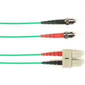 Black Box Fiber Optic Duplex Patch Network Cable - 65.60 ft Fiber Optic Network Cable for Network Device - First End: 2 x ST Male Network - Second End: 2 x SC Male Network - Patch Cable - LSZH - 9/125 &micro;m - Green - TAA Compliant FOLZHSM-020M-STSC