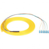 Black Box 3m LC OS2 9-Micron SM Fiber Pigtail 6-Strand OFNR PVC Yellow - 9.84 ft Fiber Optic Network Cable for Network Device - First End: 6 x LC Male Pigtail - OFNR - 9 &micro;m - Yellow FOPT50S1-LC-6YL-3
