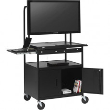 Bretford Basics FP42MULC-P5BK Flat Panel Cart - 26" to 42" Screen Support - 75 lb Load Capacity - 4 x Shelf(ves) - Locking Door - 66" Height x 32" Width x 27" Depth - Powder Coated - Steel - Black - TAA Compliance FP42MULC-P5BK