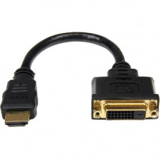 Startech.Com 8in HDMI&reg; to DVI-D Video Cable Adapter - HDMI Male to DVI Female - 8" DVI/HDMI Video Cable for Video Device, Monitor, Notebook - First End: 1 x HDMI Male Digital Video - Second End: 1 x DVI-D Female Digital Video - Supports up to