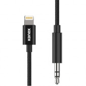 Kanex DuraBraid Premium Audio Cable with Lightning Connector - Lightning/Mini-phone for iPod, iPad, iPhone, Stereo System, Audio Device, Headphone, Speaker - 3 ft - 1 x Lightning Male Proprietary Connector - 1 x 3.5mm Male Audio - MFI - Black K157-1311-BK