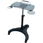 Ergoguys SIT AND STAND MOBILE LAPTOP WORKSTATION GLASS - Smoke Top - 25" Height x 40" Width - Black LPD010G