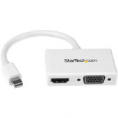 Startech.Com Travel A/V Adapter - 2-in-1 Mini DisplayPort to HDMI or VGA Converter - White - 5.90" HDMI/Mini DisplayPort/VGA A/V Cable for Audio/Video Device, Ultrabook, MacBook Pro, MacBook Air, MAC, Monitor, Notebook - First End: 1 x Mini DisplayPo