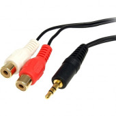 Startech RCA Audio Cable - 6ft - 1 x 3.5mm, 2 x RCA - Audio Cable External - Black - Mini-phone Male - RCA Female - 6ft - Black MU1MFRCA