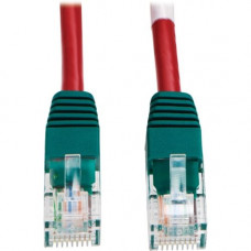 Tripp Lite 10ft Cat5e Cat5 Molded Snagless Crossover Patch Cable RJ45 Red 10'' - 10 ft Category 5e Network Cable for Network Device, Switch - First End: 1 x RJ-45 Male Network - Second End: 1 x RJ-45 Male Network - 1 Gbit/s - Patch Cable -
