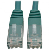 Tripp Lite Cat6 Cat5e Gigabit Molded Patch Cable RJ45 M/M 550MHz Green 1ft - RJ-45 for Computer, Printer, Gaming Console, Blu-ray Player, Photocopier, Router, Modem - 128 MB/s - Patch Cable - 1 ft - 1 x RJ-45 Male Network - 1 x RJ-45 Male Network - Gold P