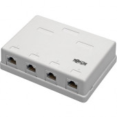 Tripp Lite Cat6 Surface-Mount Box 4-Port Unshielded 110 IDC Punchdown RJ45 - White - Acrylonitrile Butadiene Styrene (ABS) - 4 x RJ-45 Port(s) N236-004