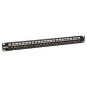 Tripp Lite 24-Port Shielded Cat6 Patch Panel Feed Through Rackmount RJ45 1URM TAA - Cat6 / Cat5 Feedthrough Patch Panel, RJ45 Ethernet" - TAA Compliance N254-024-SH