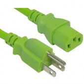 ENET 5-15P to C13 3ft Green External Power Cord / Cable NEMA 5-15P to IEC-320 C13 10A 18AWG 3'' - Lifetime Warranty N515-C13-GN-3F-ENC