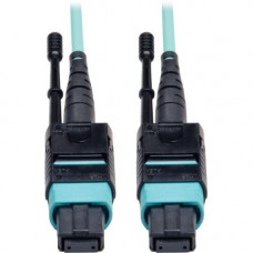 Tripp Lite 1M Fiber Optic Fan-out Cable Push / Pull Tab MTP/MPO to 8 x LC 40Gbase OM3 Plenum Aqua 3ft 3'' 1 Meter - 3.30 ft Fiber Optic Network Cable for Network Device - MTP Network - Second End: 8 x LC Network - Fan-out Cable - Aqua - Ro
