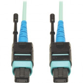 Tripp Lite MTP MPO Patch Cable Push Pull Tab 100GbE Aqua OM3 Plenum 3M 10ft 10'' ''3 Meter - 10 ft Fiber Optic Network Cable for Network Device - First End: 1 x MTP/MPO Network - Second End: 1 x MTP/MPO Network - Patch Cabl