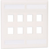 Panduit NetKey NK8FIW Faceplate - 8 x Total Number of Socket(s) - 2-gang - Off White - Acrylonitrile Butadiene Styrene (ABS) - TAA Compliance NK8FIW