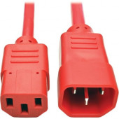 Tripp Lite 6ft Computer Power Extension Cord 10A 18 AWG C14 to C13 Red 6'' - For Computer, Scanner, Printer, Monitor, Power Supply, Workstation - 230 V AC Voltage Rating - 10 A Current Rating - Red P004-006-ARD