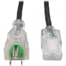 Tripp Lite 6ft Computer Power Cord Hospital Medical Cable 5-15P to C13 Clear 13A 16AWG 6'' - For Computer, Scanner, Printer, Monitor - 120 V AC Voltage Rating - 13 A Current Rating - Black" - TAA Compliance P006-006-HG13CL