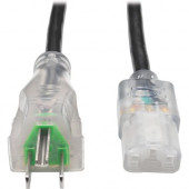 Tripp Lite 15ft Computer Power Cord Hospital Medical Cable 5-15P to C13 Clear 13A 16AWG 15'' - For Computer, Scanner, Printer, Monitor - 120 V AC Voltage Rating - 13 A Current Rating - Black, Clear" P006-015-HG13CL