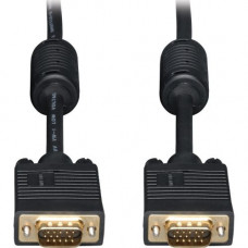Tripp Lite VGA RGB Coax Monitor Cable High Res HD15 M/M 40'' 40ft - Coaxial for Video Device, Monitor - 40 ft - 1 x HD-15 Male VGA - 1 x HD-15 Male VGA - Gold Plated, Gold-plated Contacts - Shielding - Black - RoHS Compliance P502-040