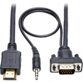 Tripp Lite HDMI to VGA Adapter Converter Cable Active + 3.5mm M/M 1080p 6ft 6'' - HDMI/Mini-phone/VGA for Monitor, Projector, TV, Speaker, Blu-ray Player, PC, Audio/Video Device - 5.91 ft - 1 x HD-15 Male VGA, 1 x HDMI Male Digital Audio/V