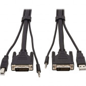 Tripp Lite DVI KVM Cable Kit 3 in 1 DVI, USB 3.5mm Audio 3xM/3xM Black 10ft - 10 ft KVM Cable for KVM Switch, Computer - First End: 1 x 24-pin DVI-I (Dual-Link) Male Video, First End: 1 x Mini-phone Male Audio, First End: 1 x Type A Male USB - Second End: