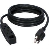Qvs 3-Outlet 3-Prong 6ft Power Extension Cord - For Computer, Electronic Equipment - 120 V AC / 13 A - Black - 6 ft Cord Length - 1 PC3PX-06