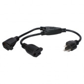 Qvs 16 Inches OutletSaver AC Power Splitter Adaptor - For Power Strip, UPS, Power Adapter - 125 V AC / 10 A - Black - 1.33 ft Cord Length - 1 PP-ADPT2