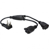 Qvs 12-Pack 12 Inches 90degree Flat-Plug OutletSaver AC Power Splitter Adaptor - For UPS, Power Strip PPRT-ADPT2-12PK