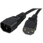 Startech.Com 6 ft 14 AWG Computer Power Cord Extension - C14 to C13 - 6ft - IEC 60320 C14 - IEC 60320 C13 125V AC - 15A - Black - RoHS Compliance PXT100146