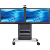 Avteq RPS-1000LE Dual Display Stand - Up to 65" Screen Support - 350 lb Load Capacity - 62" Height x 45" Width x 24" Depth - Powder Coated - Glass, Steel - Two-tone - TAA Compliance RPS-1000L-E