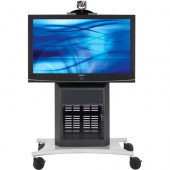 Avteq RPS-1000SE Display Stand - Up to 65" Screen Support - 300 lb Load Capacity - 1 x Shelf(ves) - 62" Height x 45" Width x 24" Depth - Powder Coated - Glass, Steel - Two-tone - TAA Compliance RPS-1000S-E