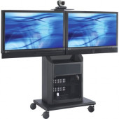 Avteq RPS-800L Dual Display Stand - Up to 55" Screen Support - 1 x Shelf(ves) - Locking Door - 60.5" Height x 33.5" Width x 23.5" Depth - Glass, Steel - TAA Compliance RPS-800L