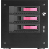iStarUSA Compact Stylish 3x 3.5" Hotswap mini-ITX Tower - Tower - Black, Red - SECC, Aluminum - 4 x Bay - 0 - ITX Motherboard Supported - 1 x Fan(s) Supported - 3 x External 3.5" Bay - 1 x Internal 2.5" Bay - 1x Slot(s) - 2 x USB(s)-RoHS Co