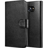 I-Blason SUP LeatherBook Carrying Case (Wallet) Smartphone - Black - Scratch Resistant Interior, Shock Absorbing Interior, Abrasion Resistant Interior - Synthetic Leather - 6.2" Height x 3.6" Width x 0.7" Depth S7E-LEATHER-BK