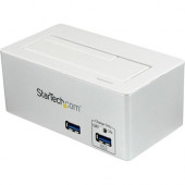 Startech.Com USB 3.0 SATA Hard Drive Docking Station SSD / HDD with integrated Fast Charge USB Hub and UASP For SATA 6 Gbps - White - 1 x HDD Supported - 1 x SSD Supported - 1 x 2.5"/3.5" Bay - Aluminum, Plastic - RoHS Compliance SDOCKU33HW