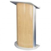 AmpliVox SN3130 - Curved Hardrock Maple Lectern - Rectangle Top - 26.75" Table Top Width x 17.50" Table Top Depth x 0.75" Table Top Thickness - 48.75" Height - Hard Rock Maple SN3130