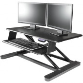 Kantek Electric Sit to Stand Workstation - Up to 24" Screen Support - 60 lb Load Capacity - 23.4" Height x 35" Width x 26" Depth - Desktop - Black STS965