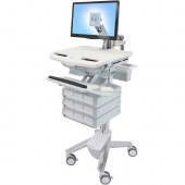 Ergotron StyleView Cart with LCD Arm, 9 Drawers - Up to 24" Screen Support - 37 lb Load Capacity - 50.5" Height x 17.5" Width x 31" Depth - Floor Stand - Aluminum - White, Gray SV43-1290-0