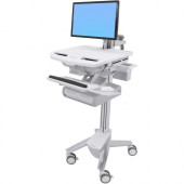 Ergotron StyleView Cart with LCD Arm, 2 Drawers (2x1) - Up to 24" Screen Support - 37.04 lb Load Capacity - Floor - Plastic, Aluminum, Zinc-plated Steel SV43-12A0-0