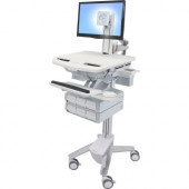 Ergotron StyleView Cart with LCD Pivot, 6 Drawers - Up to 24" Screen Support - 37 lb Load Capacity - 50.5" Height x 17.5" Width x 31" Depth - Floor Stand - Aluminum - White, Gray SV43-1360-0
