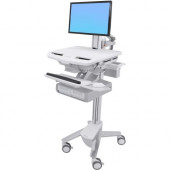 Ergotron StyleView Cart with LCD Pivot, 2 Drawers (2x1) - Up to 24" Screen Support - 37.04 lb Load Capacity - Floor - Plastic, Aluminum, Zinc-plated Steel SV43-13A0-0