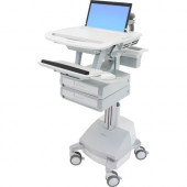 Ergotron StyleView Laptop Cart, SLA Powered, 2 Drawers - Up to 17.3" Screen Support - 22 lb Load Capacity - 50.5" Height x 18.3" Width x 30.8" Depth - Floor Stand - Aluminum - White, Gray - TAA Compliance SV44-1121-1