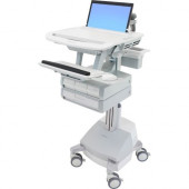 Ergotron StyleView Laptop Cart, SLA Powered, 4 Drawers - Up to 17.3" Screen Support - 21 lb Load Capacity - 50.5" Height x 18.3" Width x 30.8" Depth - Floor Stand - Aluminum - White, Gray - TAA Compliance SV44-1141-1