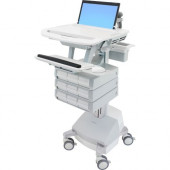 Ergotron StyleView Laptop Cart, SLA Powered, 9 Drawers - Up to 17.3" Screen Support - 20 lb Load Capacity - 50.5" Height x 18.3" Width x 30.8" Depth - Floor Stand - Aluminum - White, Gray - TAA Compliance SV44-1191-1