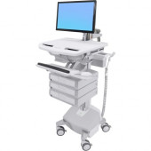 Ergotron StyleView Cart with LCD Arm, LiFe Powered, 3 Drawers (1x3) - Up to 24" Screen Support - 33 lb Load Capacity - Floor - Plastic, Aluminum, Zinc-plated Steel - TAA Compliance SV44-1232-1