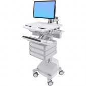 Ergotron StyleView Cart with LCD Arm, SLA Powered, 2 Tall Drawers (2x1) - Up to 24" Screen Support - 37.04 lb Load Capacity - Floor - Plastic, Aluminum, Zinc-plated Steel - TAA Compliance SV44-12C1-1